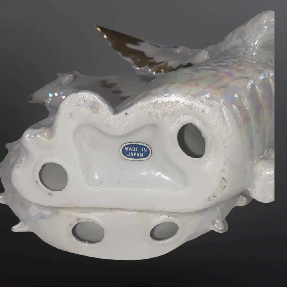 Vintage Intricate Carved Glossy White with Gold Trim Japanese Dragon Figurine - Picture 7 of 8